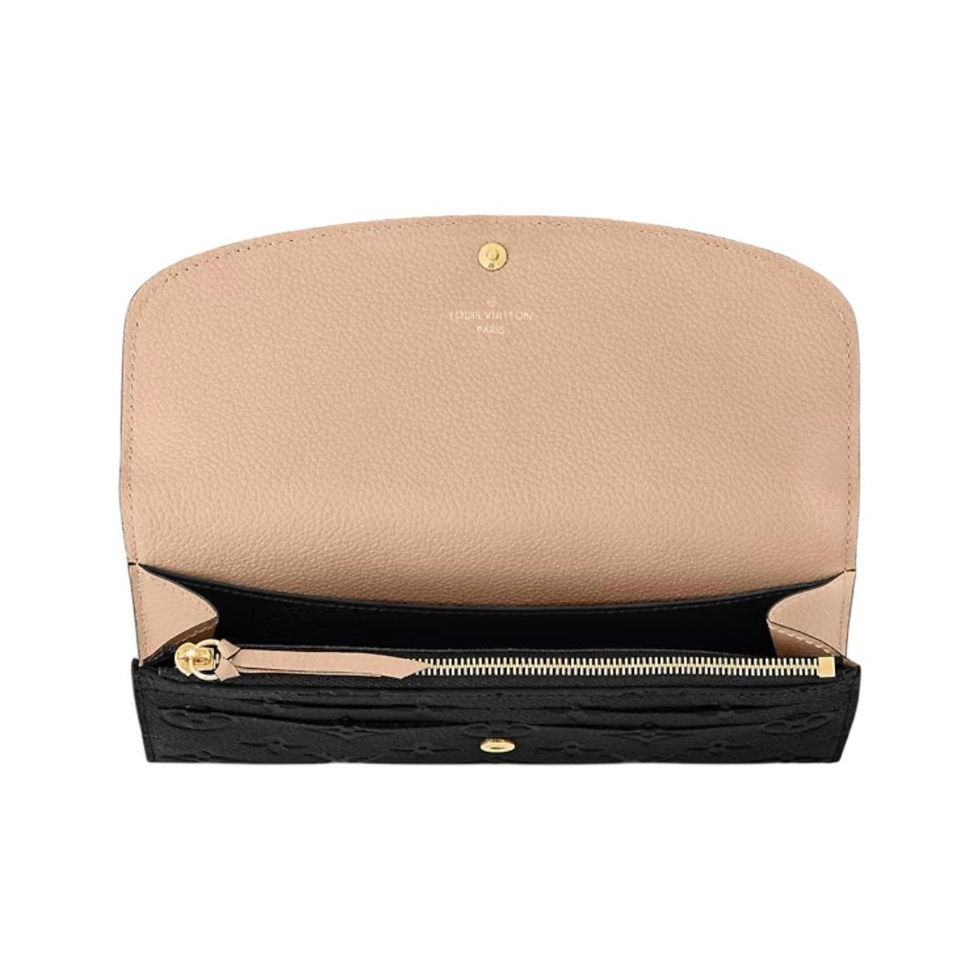LOUIS VUITTON Emilie Calfskin Folding Wallet in Black - M62369