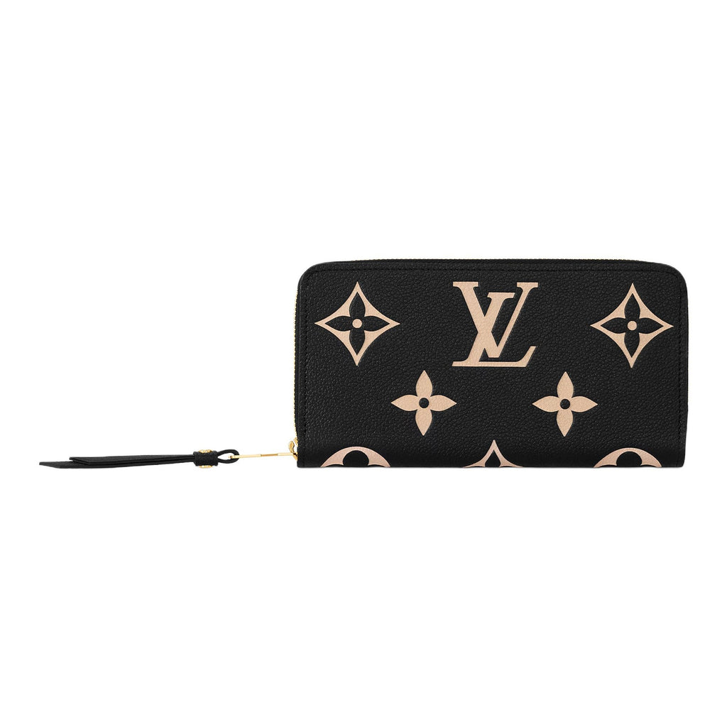 LOUIS VUITTON Zippy Monogram Empreinte Cowhide Leather Zip Wallet in Black and Beige - M80481