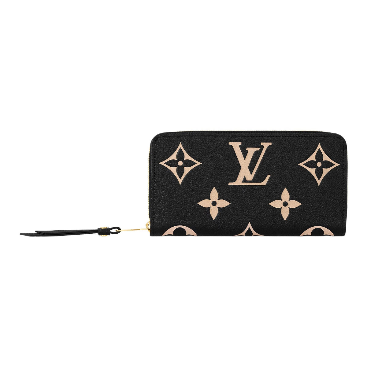 LOUIS VUITTON Zippy Monogram Empreinte Cowhide Leather Zip Wallet in Black and Beige - M80481