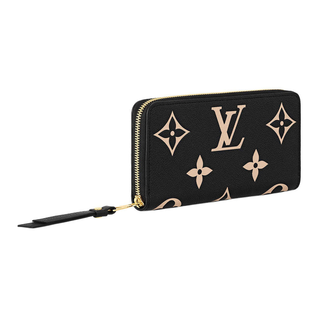 LOUIS VUITTON Zippy Monogram Empreinte Cowhide Leather Zip Wallet in Black and Beige - M80481