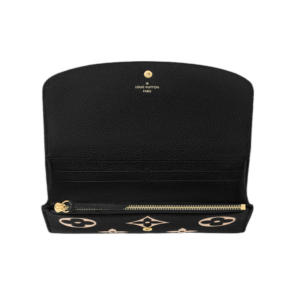 LOUIS VUITTON Emilie Monogram Embossed Cowhide Leather Snap Wallet in Black - M83138