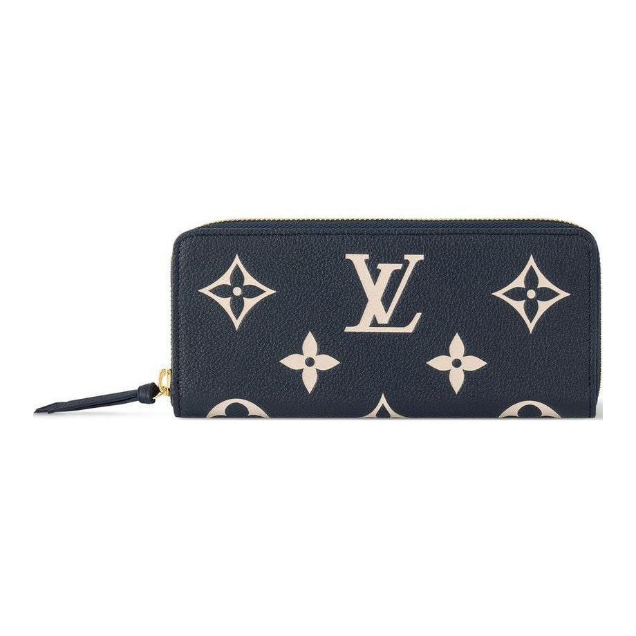 LOUIS VUITTON Clemence Logo Leather Long Zip Wallet in Dark Blue - M83594