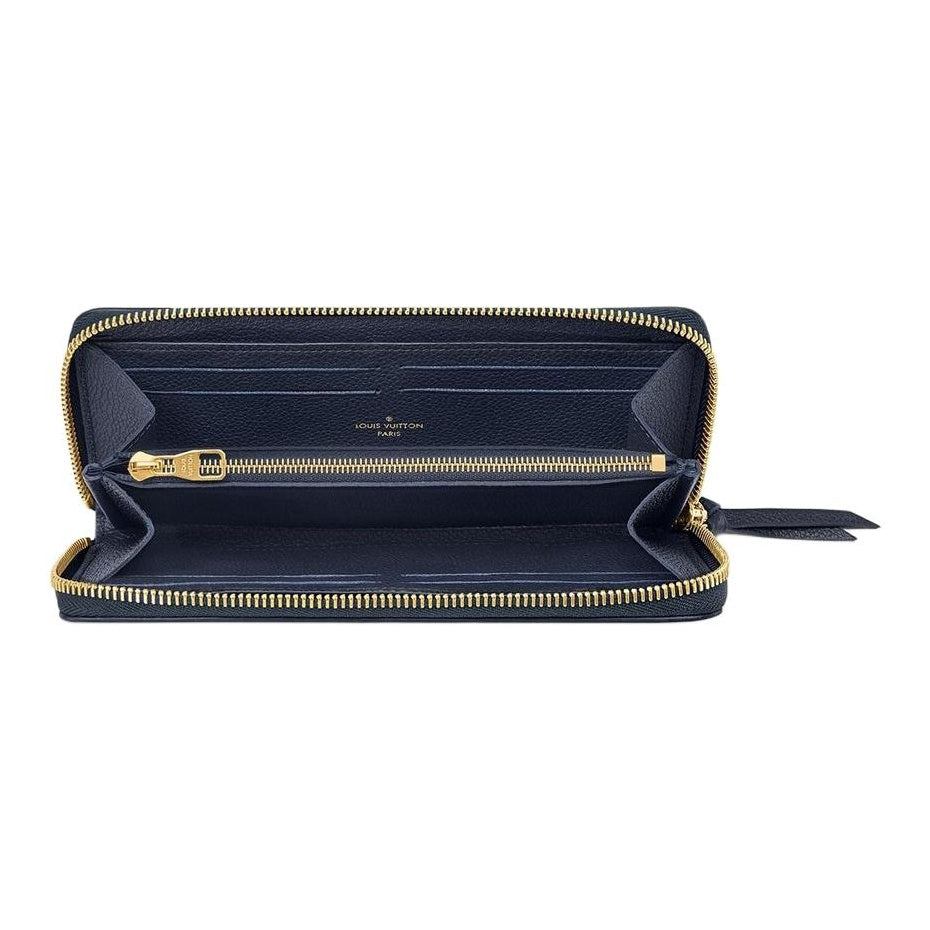 LOUIS VUITTON Clemence Logo Leather Long Zip Wallet in Dark Blue - M83594