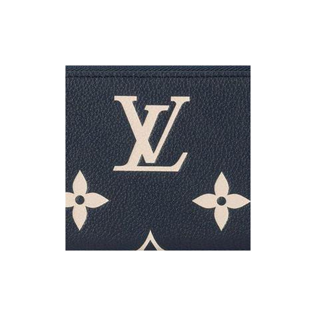 LOUIS VUITTON Clemence Logo Leather Long Zip Wallet in Dark Blue - M83594