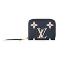 LOUIS VUITTON Zippy Logo Cowhide Leather Zip Wallet in Navy Blue and Cream - M83606