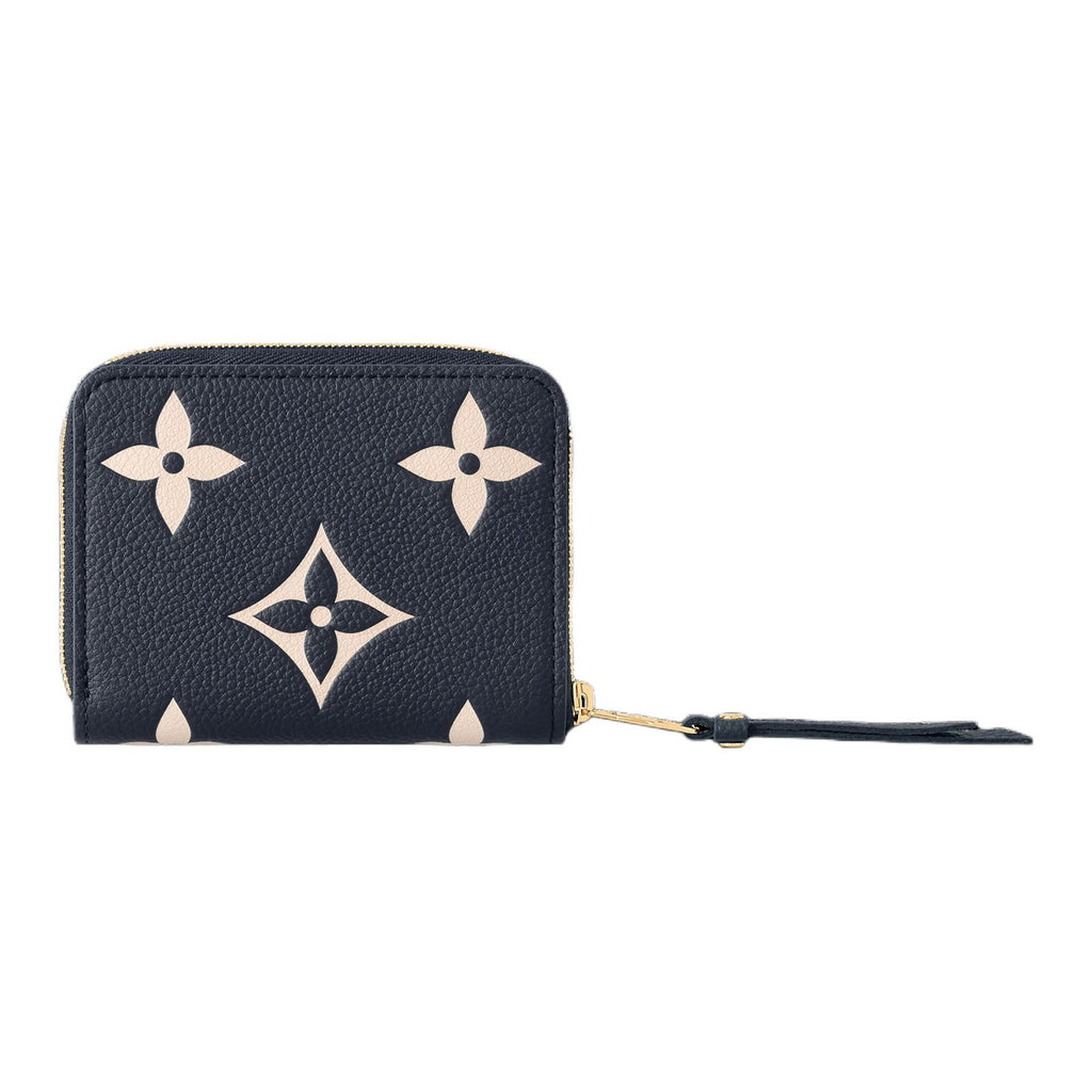 LOUIS VUITTON Zippy Logo Cowhide Leather Zip Wallet in Navy Blue and Cream - M83606