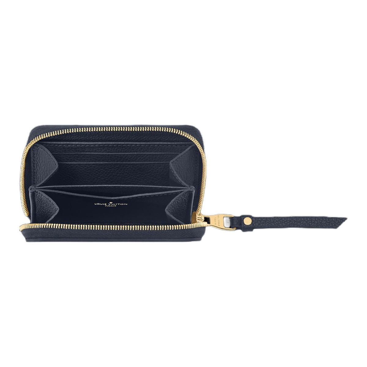 LOUIS VUITTON Zippy Logo Cowhide Leather Zip Wallet in Navy Blue and Cream - M83606