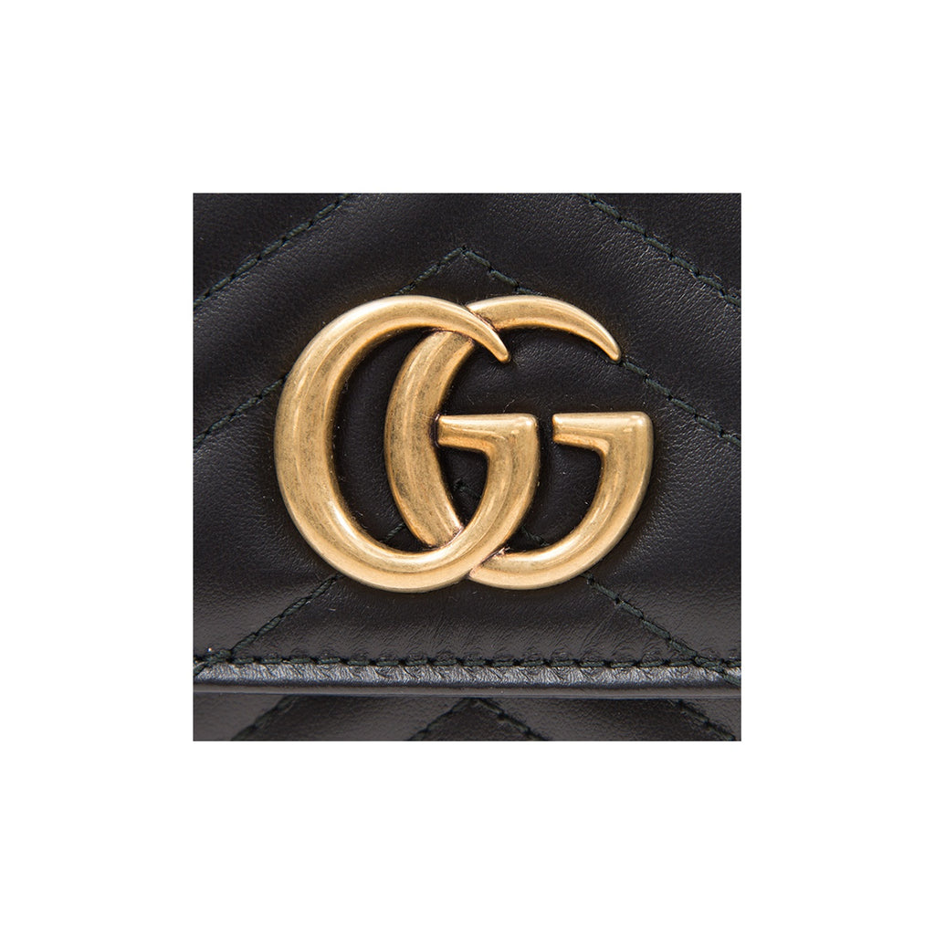 GUCCI GG Marmont Quilted Leather Long Snap Wallet in Black - 443436