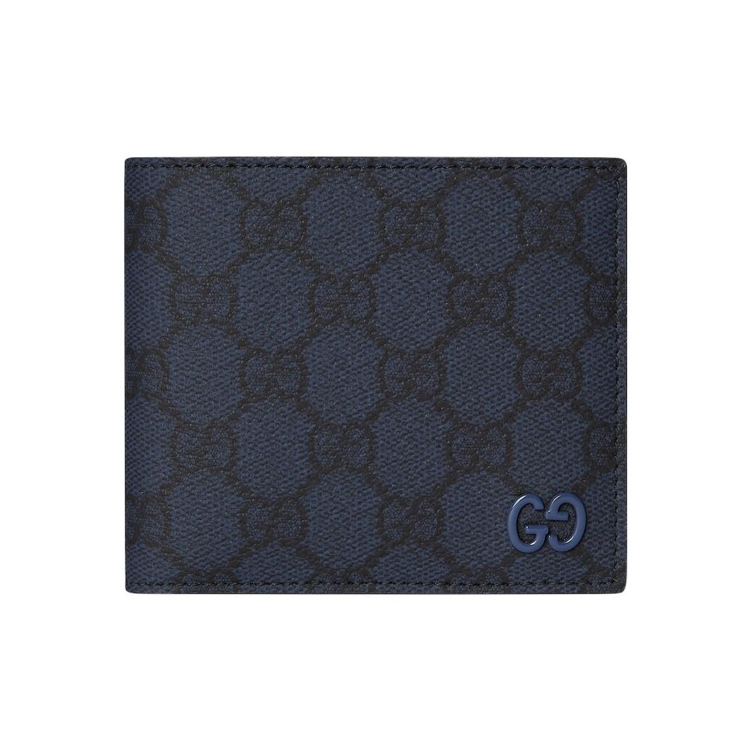GUCCI Ceramic-Effect GG Print Leather Wallet in Dark Blue - 768243