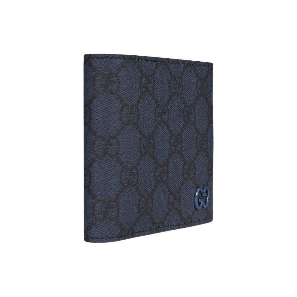 GUCCI Ceramic-Effect GG Print Leather Wallet in Dark Blue - 768243