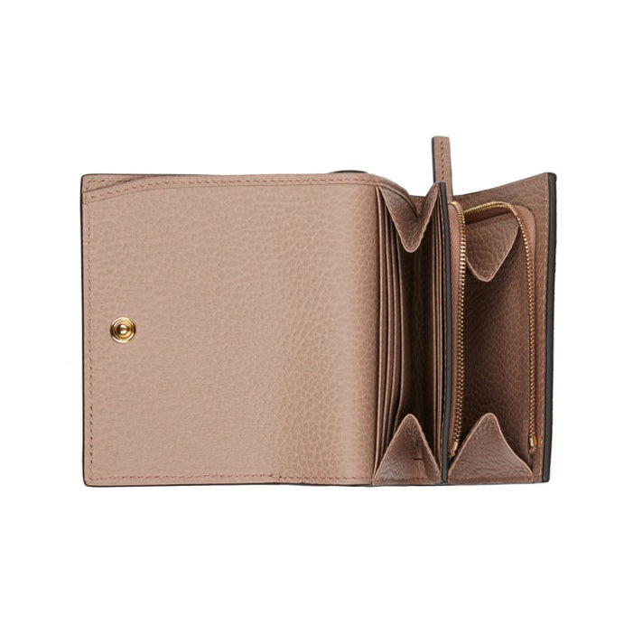 GUCCI GG Marmont Monogram Canvas and Leather Wallet in Ebony and Beige - 598587