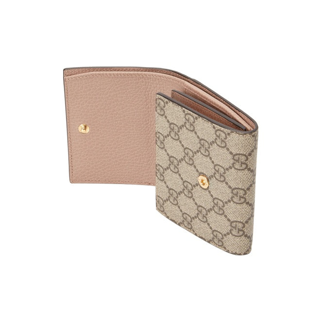 GUCCI GG Marmont Monogram Canvas and Leather Wallet in Ebony and Beige - 598587