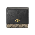 GUCCI GG Marmont Monogram Canvas and Leather Compact Flap Wallet in Ebony and Black - 598587