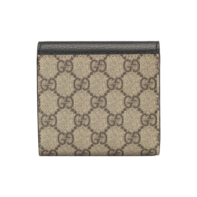GUCCI GG Marmont Monogram Canvas and Leather Compact Flap Wallet in Ebony and Black - 598587