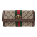 GUCCI Ophidia Monogram Canvas and Leather Wallet in Light Brown - 523153