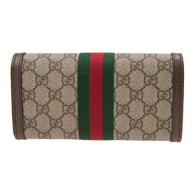 GUCCI Ophidia Monogram Canvas and Leather Wallet in Light Brown - 523153