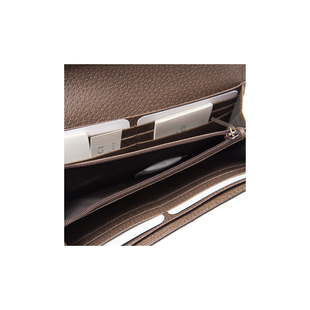 GUCCI Ophidia Monogram Canvas and Leather Wallet in Light Brown - 523153