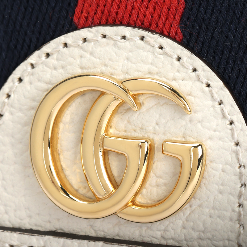 GUCCI Ophidia Monogram Canvas and Leather Long Flap Wallet in Ebony and White - 523153
