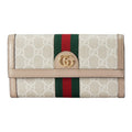 GUCCI Ophidia Canvas and Leather Long Wallet in Beige and White - 523153