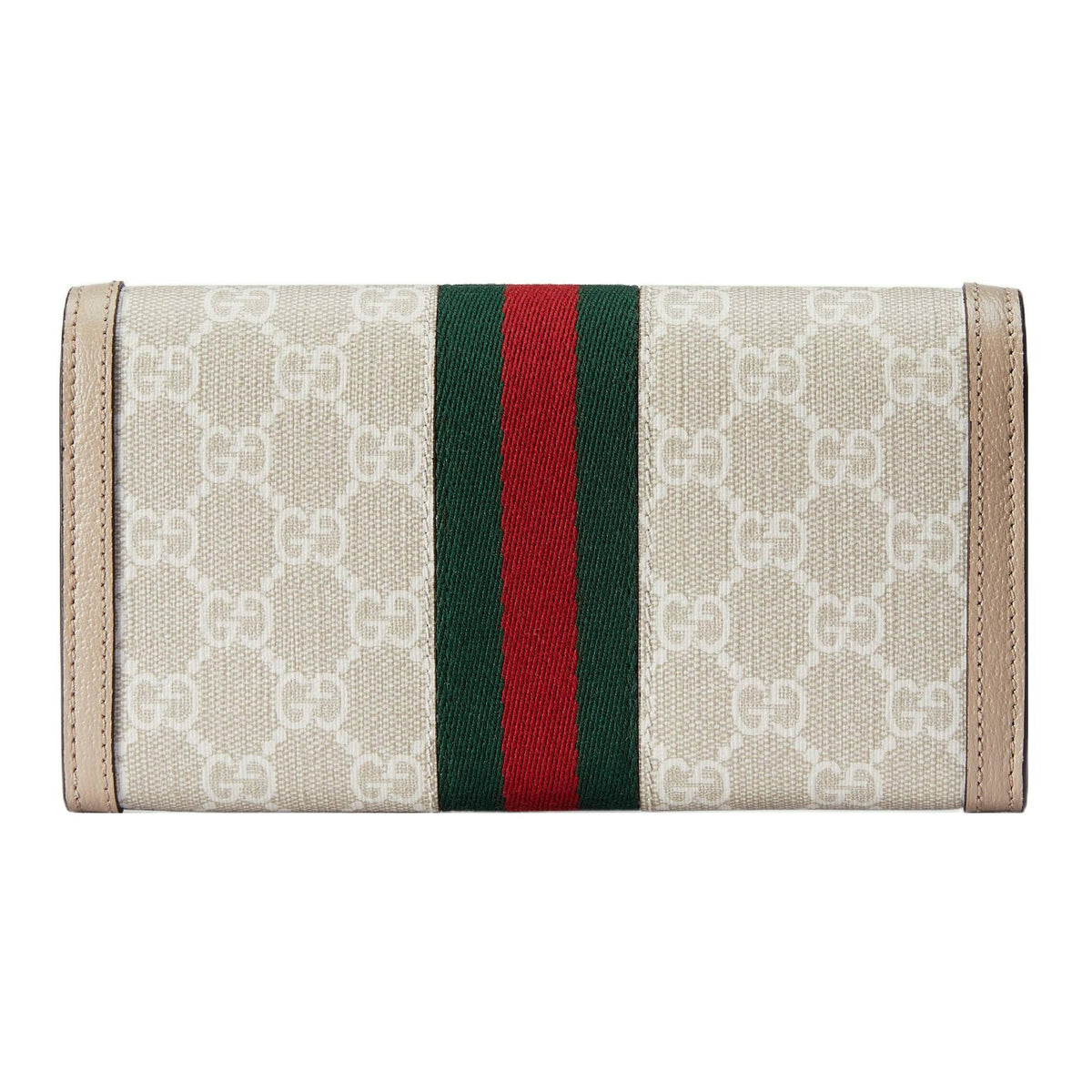 GUCCI Ophidia Canvas and Leather Long Wallet in Beige and White - 523153