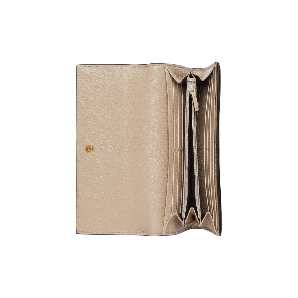 GUCCI Ophidia Canvas and Leather Long Wallet in Beige and White - 523153