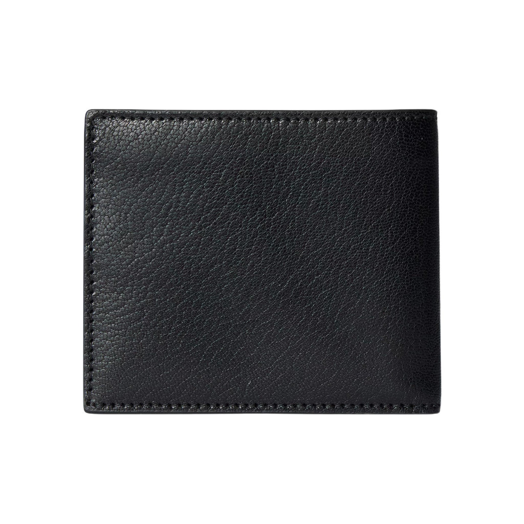 GUCCI Lira Letter-Print Grained Sheepskin Leather Bifold Wallet in Black - 867314