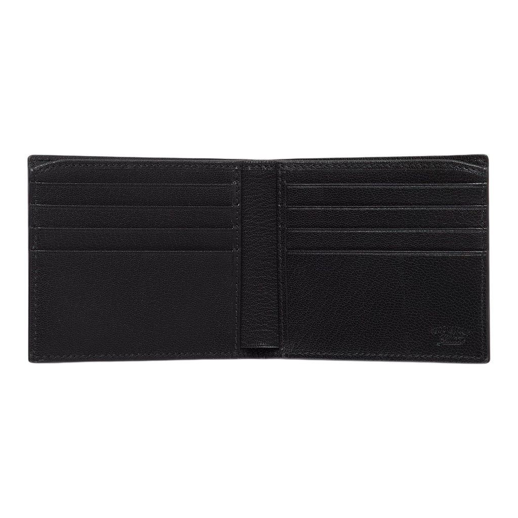 GUCCI Lira Letter-Print Grained Sheepskin Leather Bifold Wallet in Black - 867314