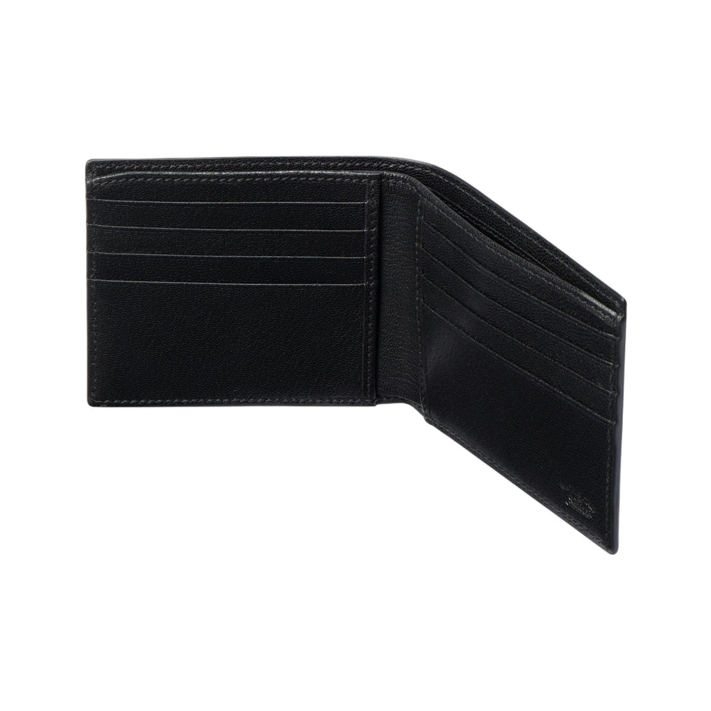 GUCCI Lira Letter-Print Grained Sheepskin Leather Bifold Wallet in Black - 867314