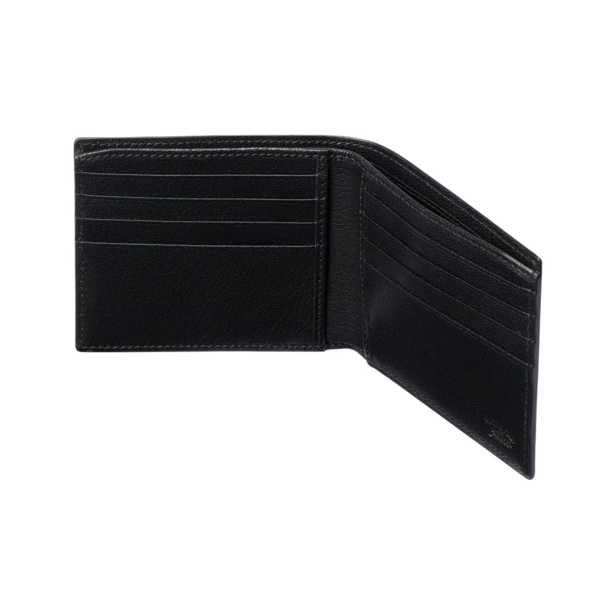 GUCCI Lira Letter-Print Grained Sheepskin Leather Bifold Wallet in Black - 867314