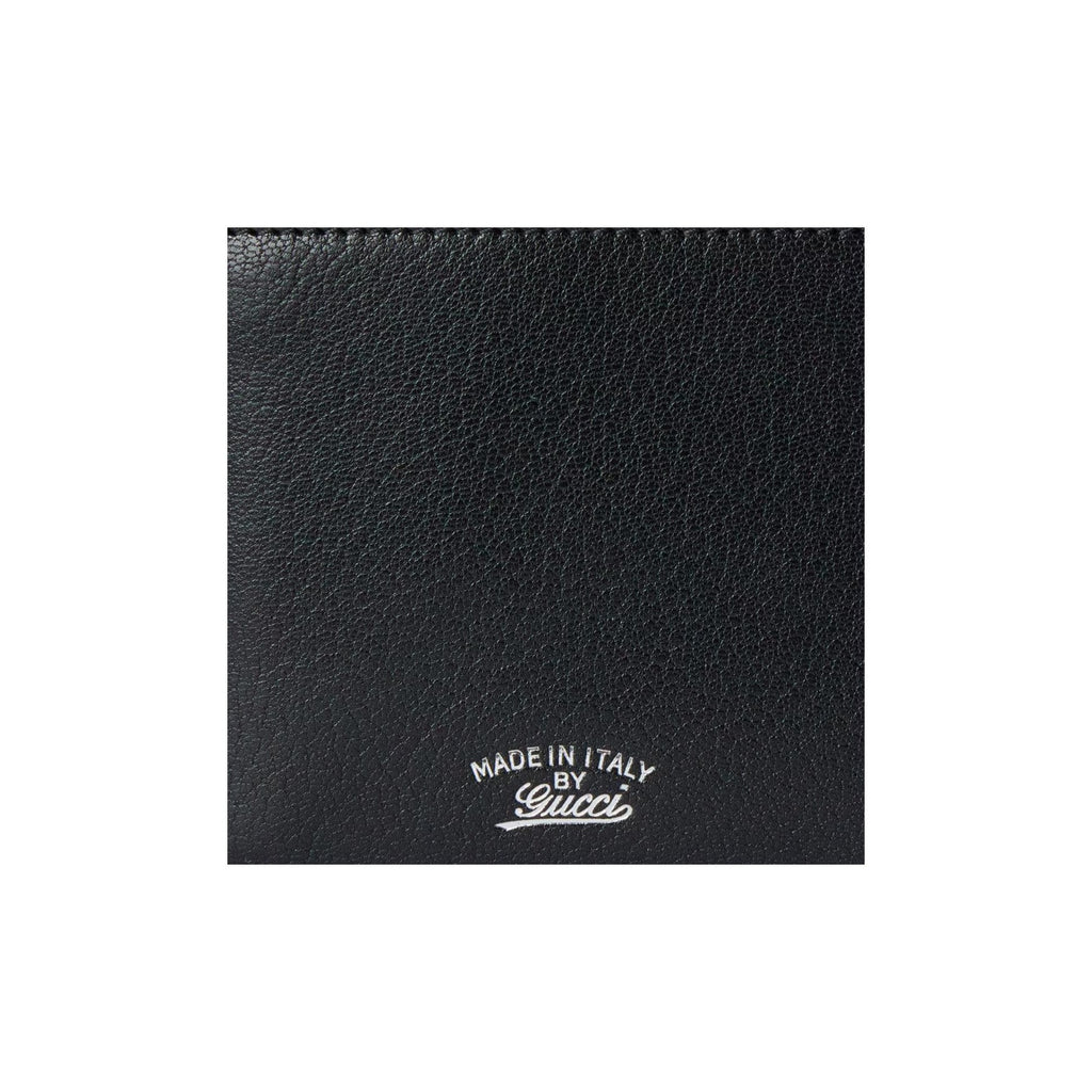 GUCCI Lira Letter-Print Grained Sheepskin Leather Bifold Wallet in Black - 867314