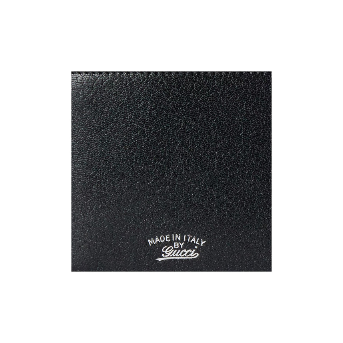 GUCCI Lira Letter-Print Grained Sheepskin Leather Bifold Wallet in Black - 867314