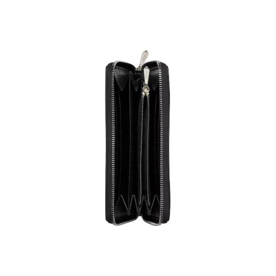 GUCCI Lira Foil Logo Grained Sheepskin Leather Wallet in Black - 867318