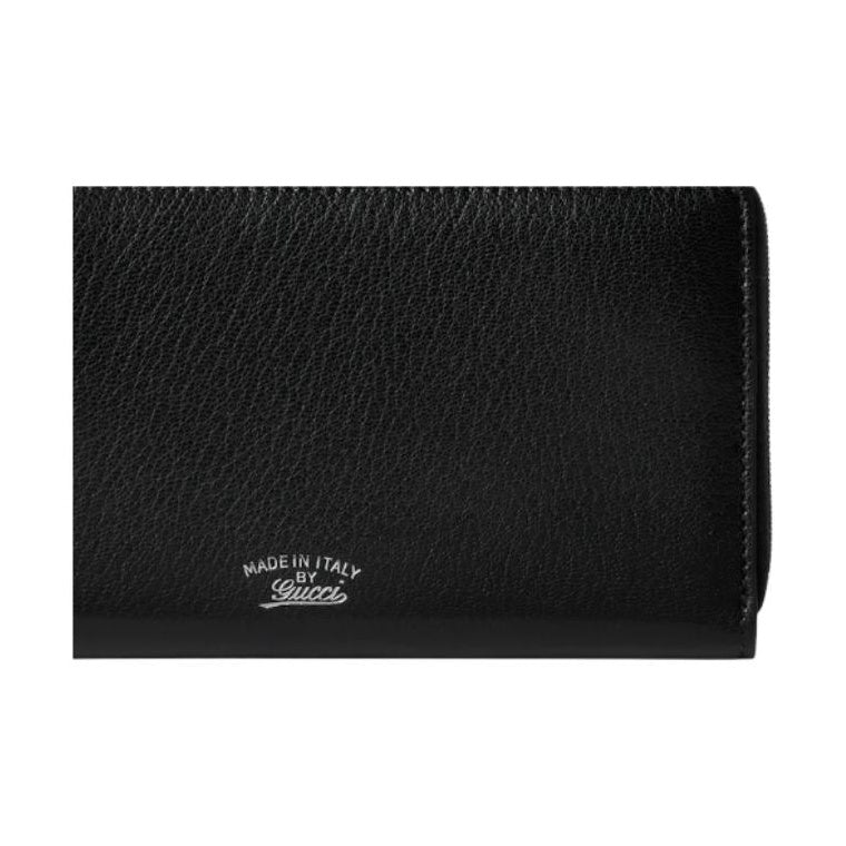 GUCCI Lira Foil Logo Grained Sheepskin Leather Wallet in Black - 867318