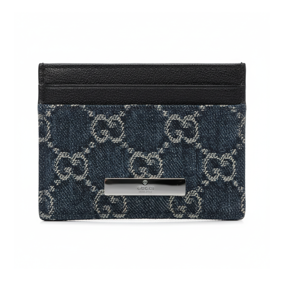 GUCCI Generation Logo-Print Denim Card Holder in Dark Blue - 875795