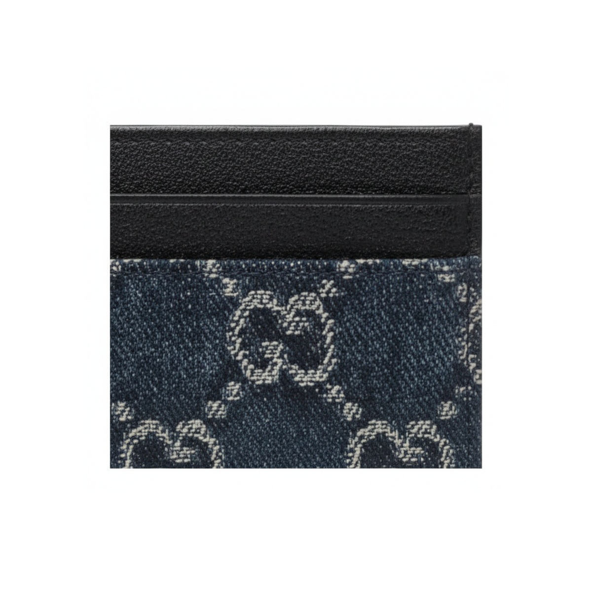 GUCCI Generation Logo-Print Denim Card Holder in Dark Blue - 875795