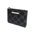 GUCCI Plaque Small Denim Wallet in Black with Palladium-Tone Hardware - 875798