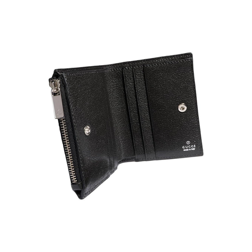 GUCCI Plaque Small Denim Wallet in Black with Palladium-Tone Hardware - 875798