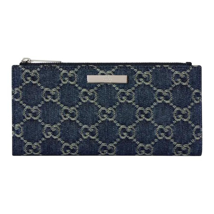 GUCCI Generation Logo-Print Denim Wallet in Dark Blue - 875805