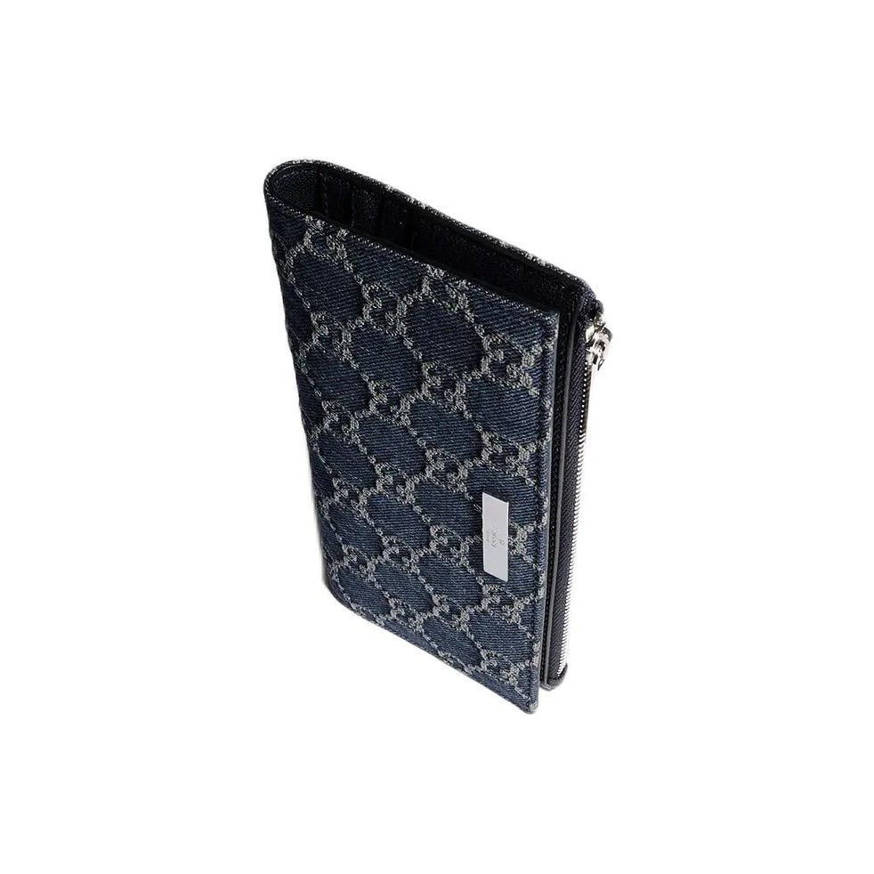 GUCCI Generation Logo-Print Denim Wallet in Dark Blue - 875805