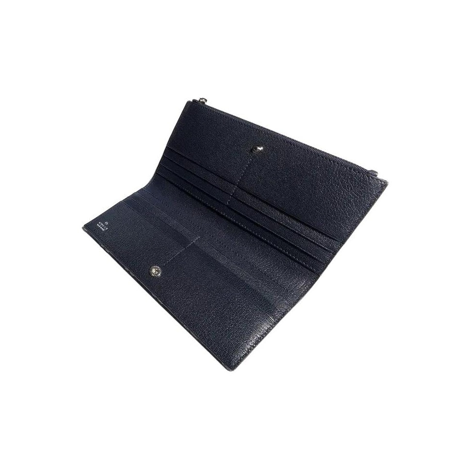 GUCCI Generation Logo-Print Denim Wallet in Dark Blue - 875805