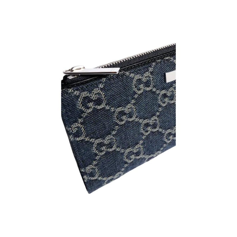 GUCCI Generation Logo-Print Denim Wallet in Dark Blue - 875805