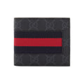 GUCCI GG Supreme Monogram Canvas and Leather Mini Bifold Wallet in Black and Gray - 408827