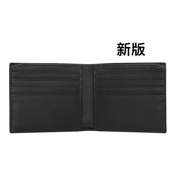 GUCCI GG Supreme Monogram Canvas and Leather Mini Bifold Wallet in Black and Gray - 408827