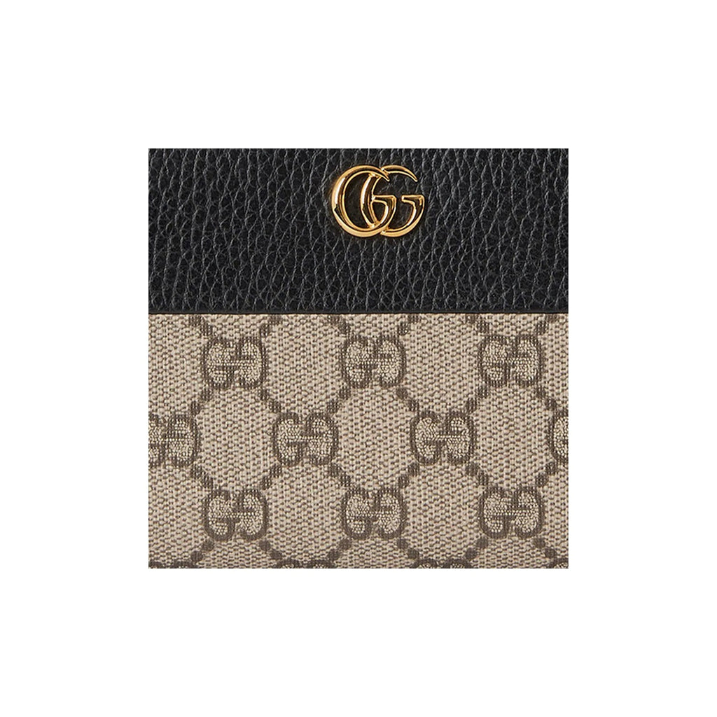 GUCCI Marmont Canvas and Leather Long Zip Wallet in Ebony and Black - 456117