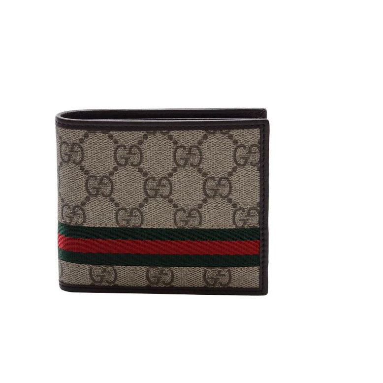 GUCCI Monogram Canvas and Leather Compact Wallet in Brown - 138042