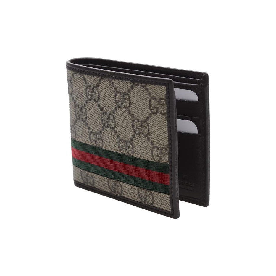 GUCCI Monogram Canvas and Leather Compact Wallet in Brown - 138042