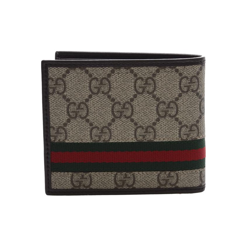 GUCCI Monogram Canvas and Leather Compact Wallet in Brown - 138042