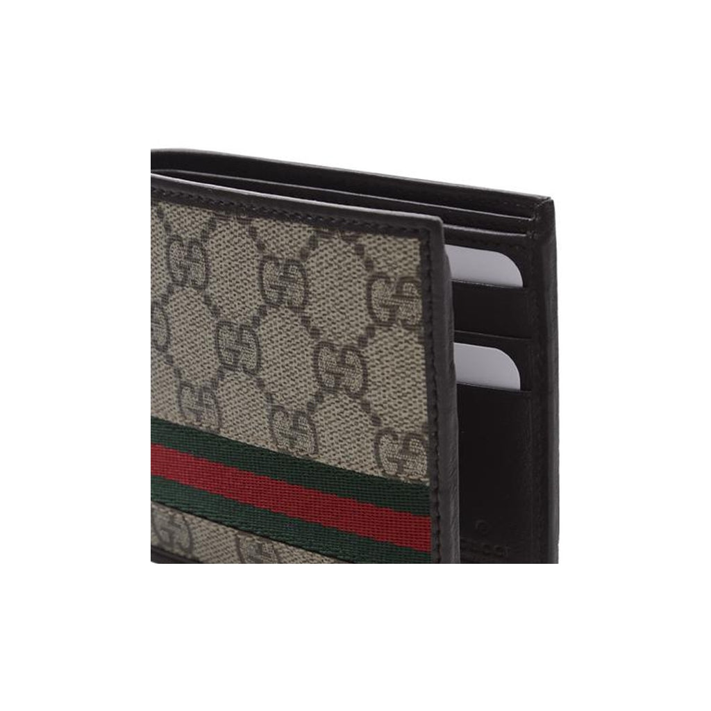GUCCI Monogram Canvas and Leather Compact Wallet in Brown - 138042