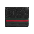 GUCCI Monogram Embossed Leather Compact Bifold Wallet in Black - 365491