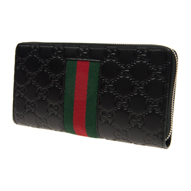 GUCCI Monogram Embossed Leather Long Zip Wallet in Black - 408831